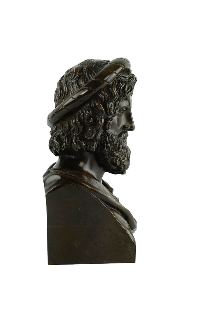 Antique Bronze Sculpture of the God of Medicine Named Asclepius in Greek Mythology Sculpture Bronze Bust of Asclepius French Antiques Art