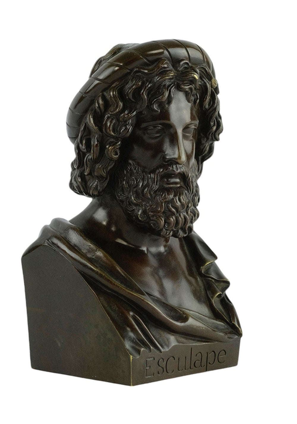 Antique Bronze Sculpture of the God of Medicine Named Asclepius in Greek Mythology Sculpture Bronze Bust of Asclepius French Antiques Art