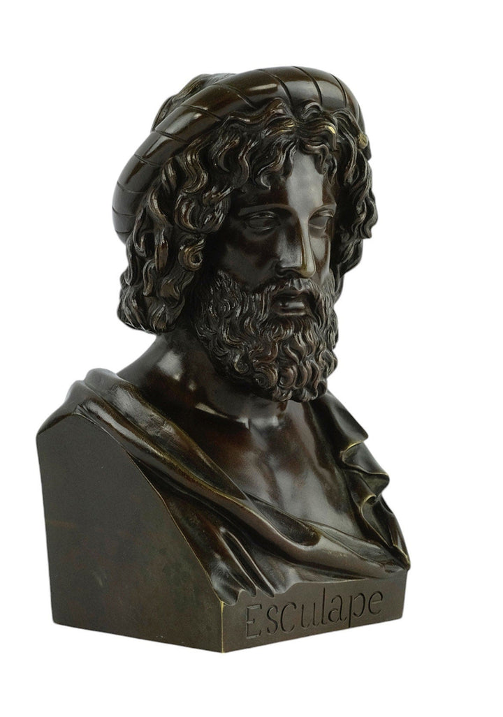 Antique Bronze Sculpture of the God of Medicine Named Asclepius in Greek Mythology Sculpture Bronze Bust of Asclepius French Antiques Art