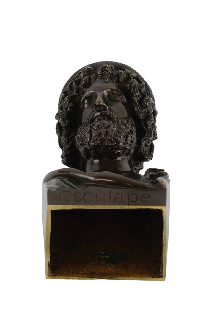 Antique Bronze Sculpture of the God of Medicine Named Asclepius in Greek Mythology Sculpture Bronze Bust of Asclepius French Antiques Art