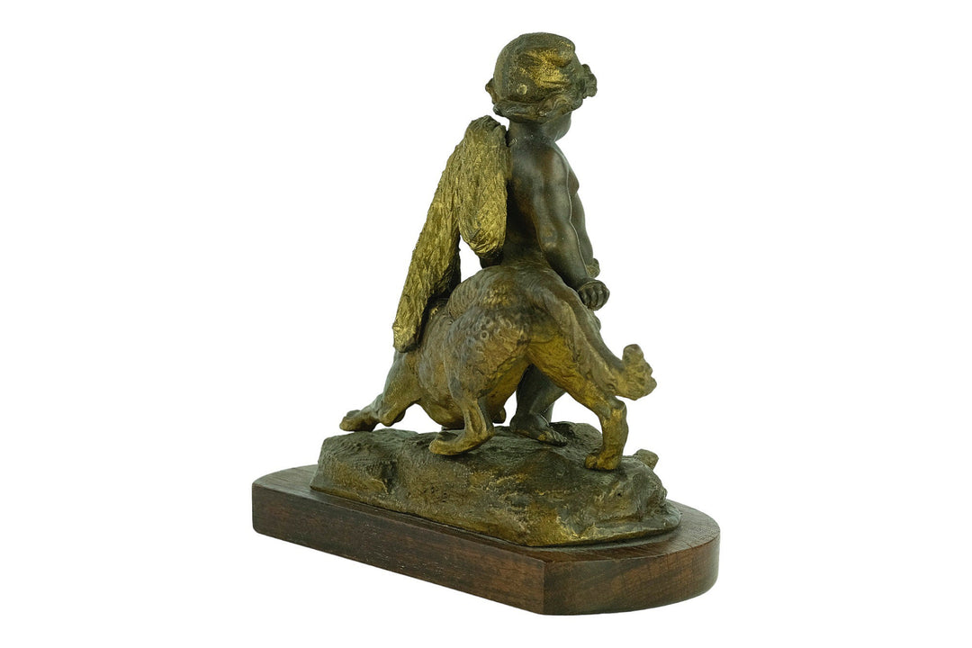 Antique Spelter Sculpture of a Boy with a Hunting Hound French Antiques Hunting Decoration Antique Statue Boy with Hunting Dog Sculpture