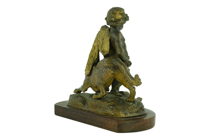 Antique Spelter Sculpture of a Boy with a Hunting Hound French Antiques Hunting Decoration Antique Statue Boy with Hunting Dog Sculpture