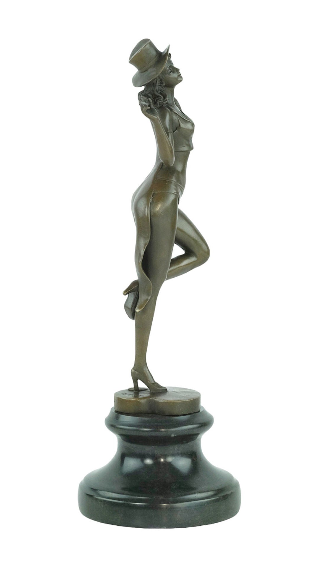 Bronze Sculpture of a Revue Dancer on Heart Shaped Base in Art Deco Style Bronze Dancer Statue Show Dancer Sculpture Dancer Gift Art Deco