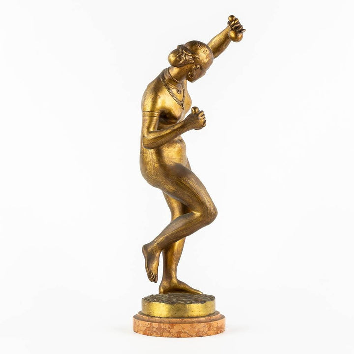 Antique Bronze Sculpture of a Dancing Female with Gould Shakers Bronze Female Statue French Antiques Dancing Female Sculpture Antique Art