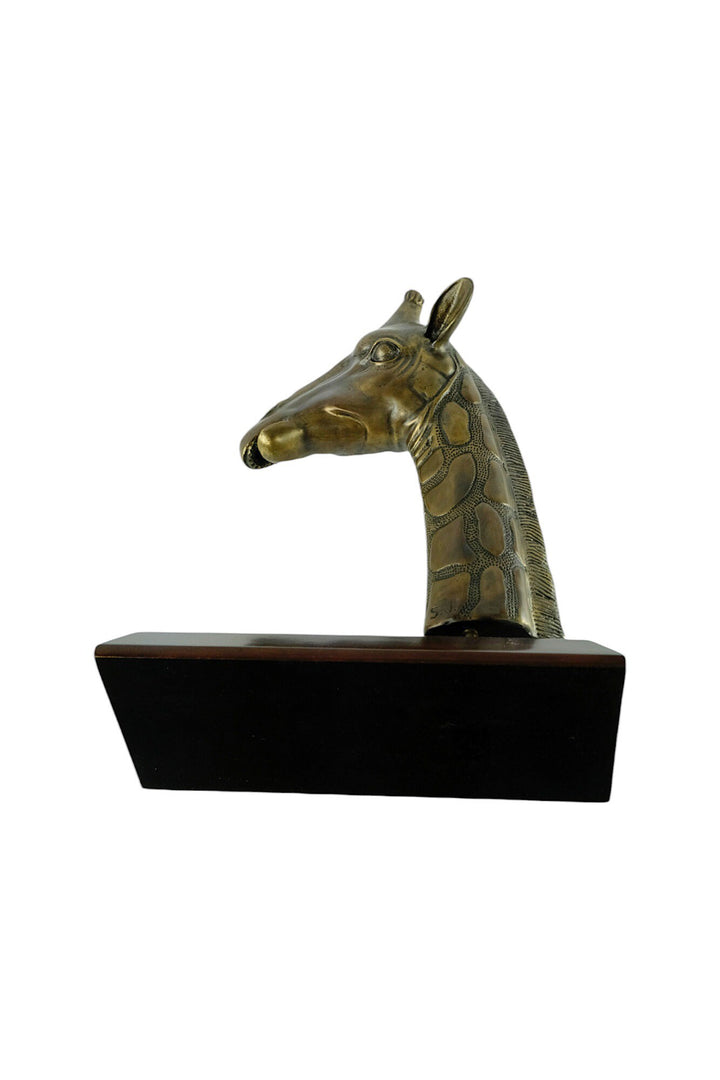 Luxurious Bronze Sculpture of a Giraffe Head on Mahogany Wooden Base Bronze Wildlife Statue Giraffe Sculpture Giraffe Lovers Gift Animal Art