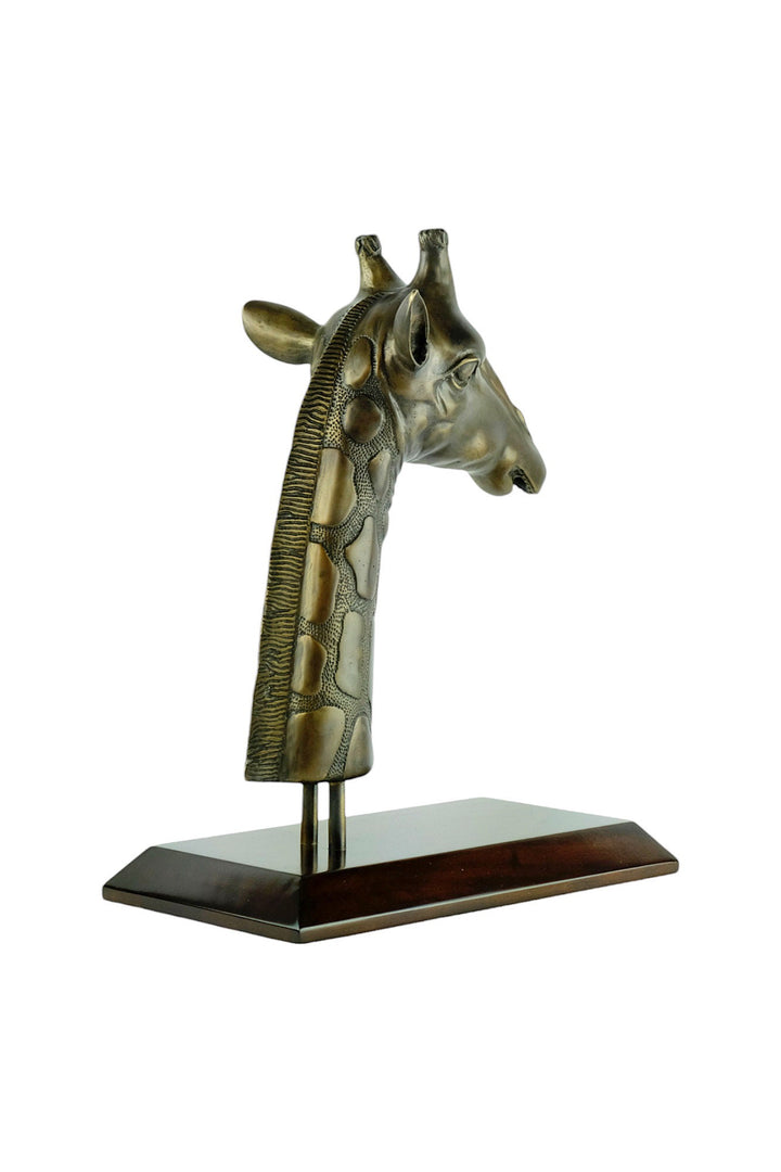 Luxurious Bronze Sculpture of a Giraffe Head on Mahogany Wooden Base Bronze Wildlife Statue Giraffe Sculpture Giraffe Lovers Gift Animal Art