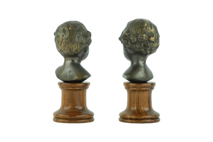 Set of Antique Bronze Busts of a Boy and Girl Bronze Antique Sculptures of Children Italian Sculptures Antique Decoration Boy and Girl Art