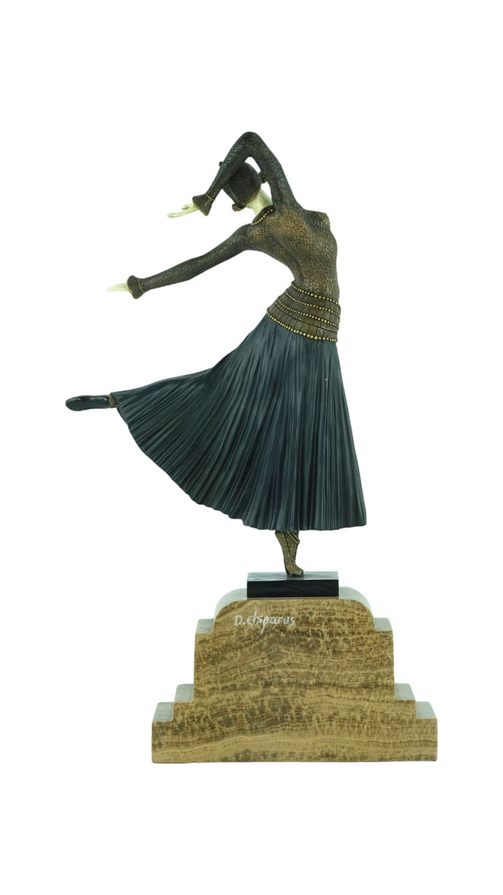 Bronze Dancer Sculpture in Chiparus Style Art Deco Bronze Dancer Statue Ayouta Cold Painted Sculpture Art Deco Sculpture Art Deco Female
