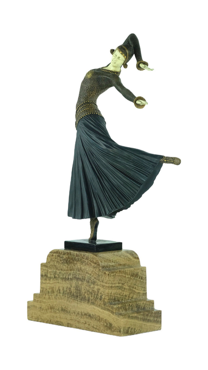 Bronze Dancer Sculpture in Chiparus Style Art Deco Bronze Dancer Statue Ayouta Cold Painted Sculpture Art Deco Sculpture Art Deco Female