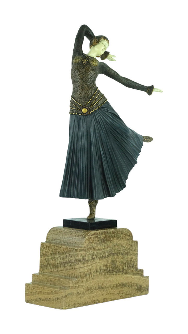 Bronze Dancer Sculpture in Chiparus Style Art Deco Bronze Dancer Statue Ayouta Cold Painted Sculpture Art Deco Sculpture Art Deco Female