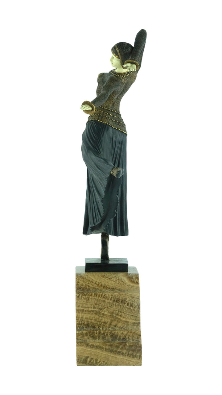 Bronze Dancer Sculpture in Chiparus Style Art Deco Bronze Dancer Statue Ayouta Cold Painted Sculpture Art Deco Sculpture Art Deco Female
