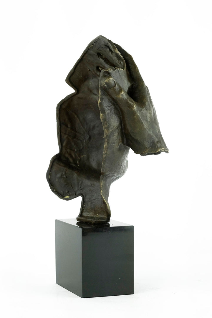 Modern Bronze Sculpture of a Hand Covering a Face Inspired by Salvador Dali Resignation Contemporary Art Statue Bronze Dali Sculpture Art