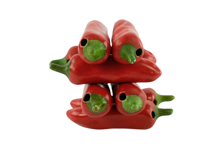Set of Eight Ceramic Red Peppers as Decorative Objects Red Pepper Sculptures Vegetable Decoration Kitchen Decoration Red Pepper Lovers Gift