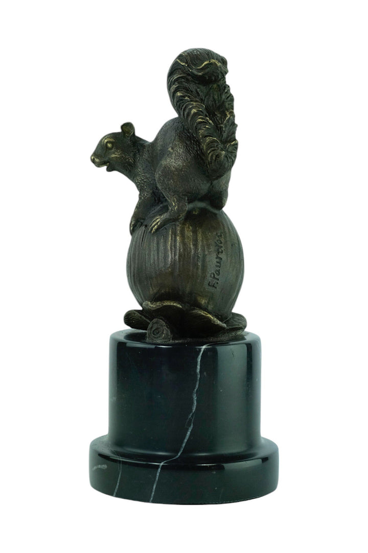 Bronze Sculpture of a Squirrel Sitting on a Hazelnut Animal Art Statue Squirrel Lovers Gift Bronze Animal Sculpture Squirrel Decoration