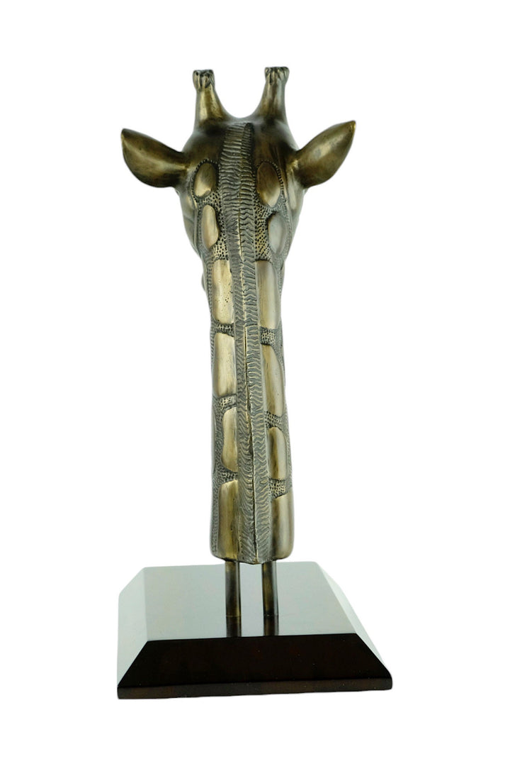 Luxurious Bronze Sculpture of a Giraffe Head on Mahogany Wooden Base Bronze Wildlife Statue Giraffe Sculpture Giraffe Lovers Gift Animal Art