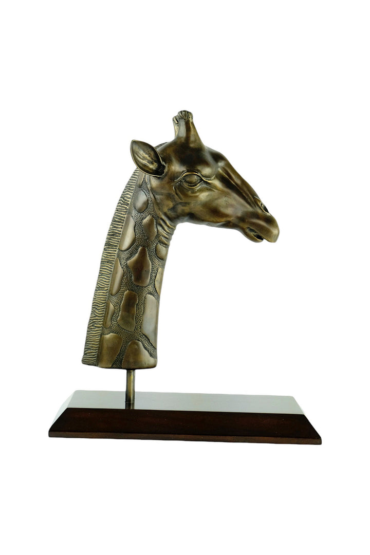 Luxurious Bronze Sculpture of a Giraffe Head on Mahogany Wooden Base Bronze Wildlife Statue Giraffe Sculpture Giraffe Lovers Gift Animal Art