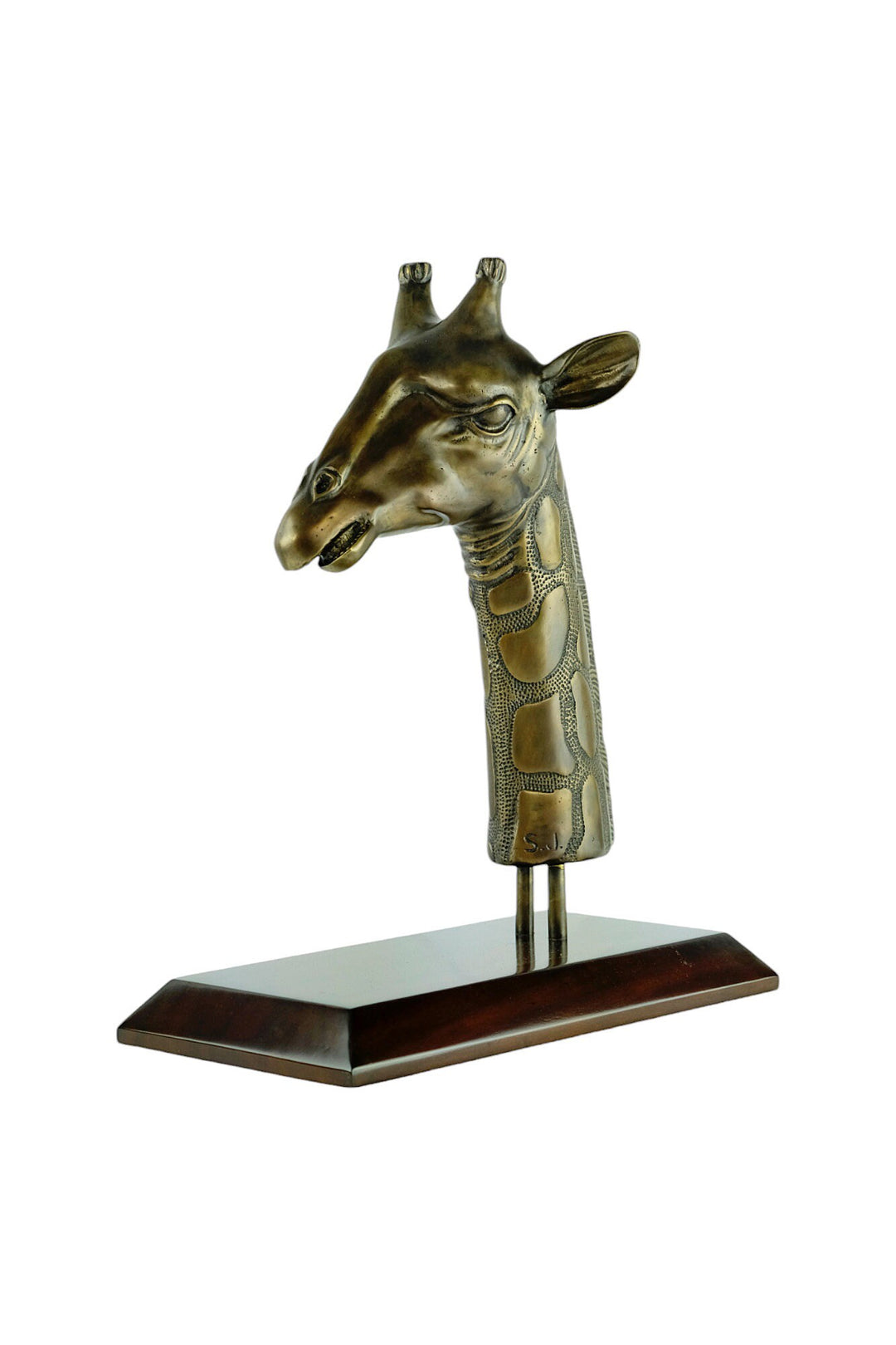 Luxurious Bronze Sculpture of a Giraffe Head on Mahogany Wooden Base Bronze Wildlife Statue Giraffe Sculpture Giraffe Lovers Gift Animal Art