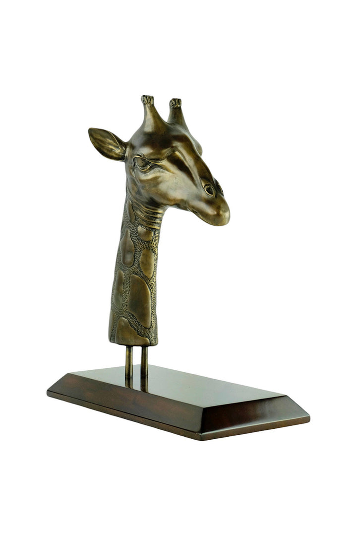 Luxurious Bronze Sculpture of a Giraffe Head on Mahogany Wooden Base Bronze Wildlife Statue Giraffe Sculpture Giraffe Lovers Gift Animal Art