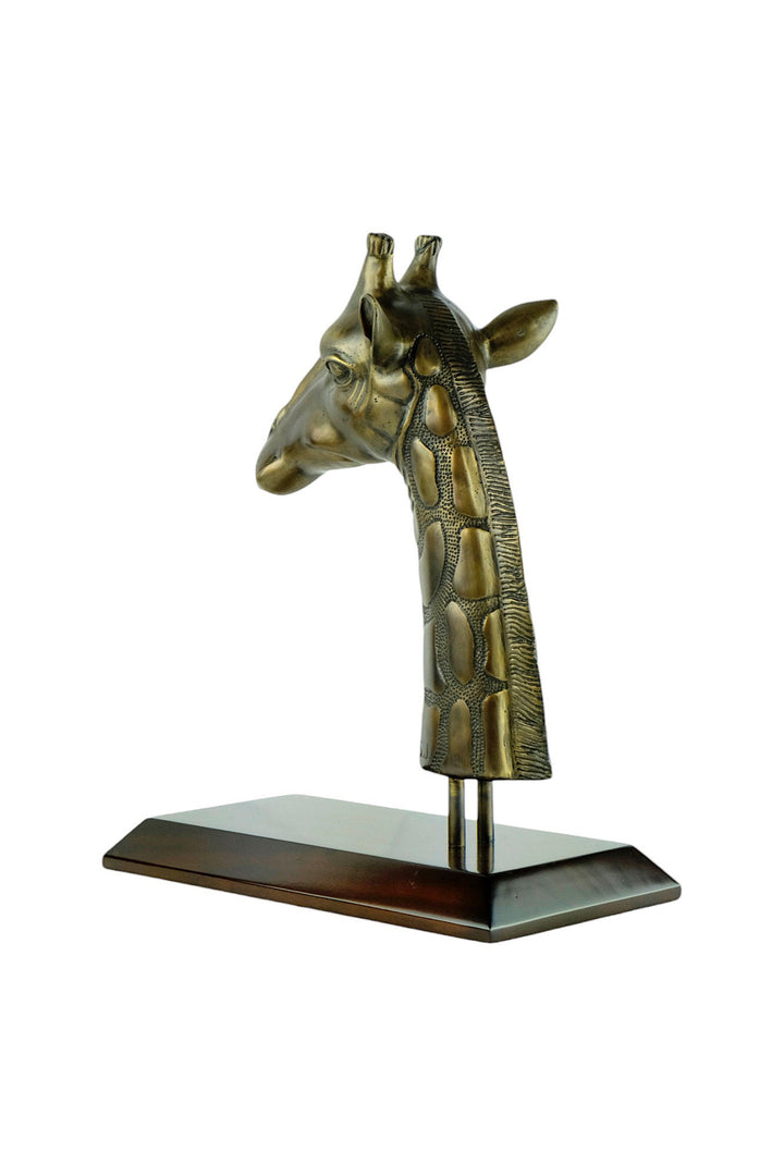 Luxurious Bronze Sculpture of a Giraffe Head on Mahogany Wooden Base Bronze Wildlife Statue Giraffe Sculpture Giraffe Lovers Gift Animal Art