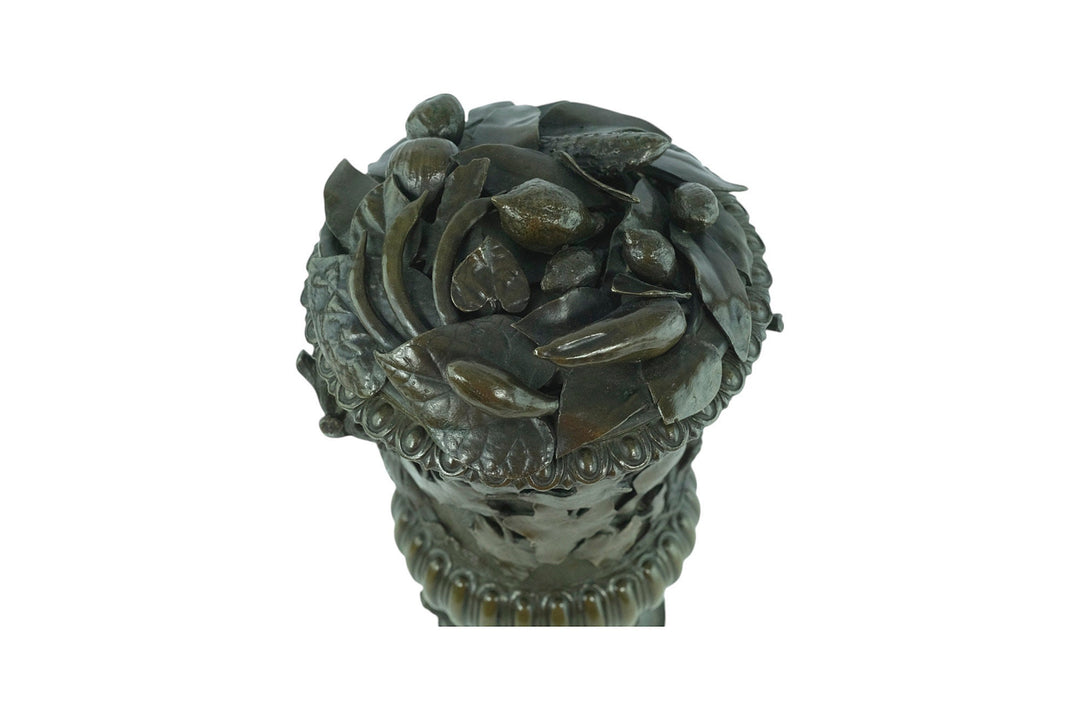 An Antique Bronze Vase with Floral Decoration and Horse Heads 19th Century Bronze Vase Antique French Vase Barbedienne Style Vase