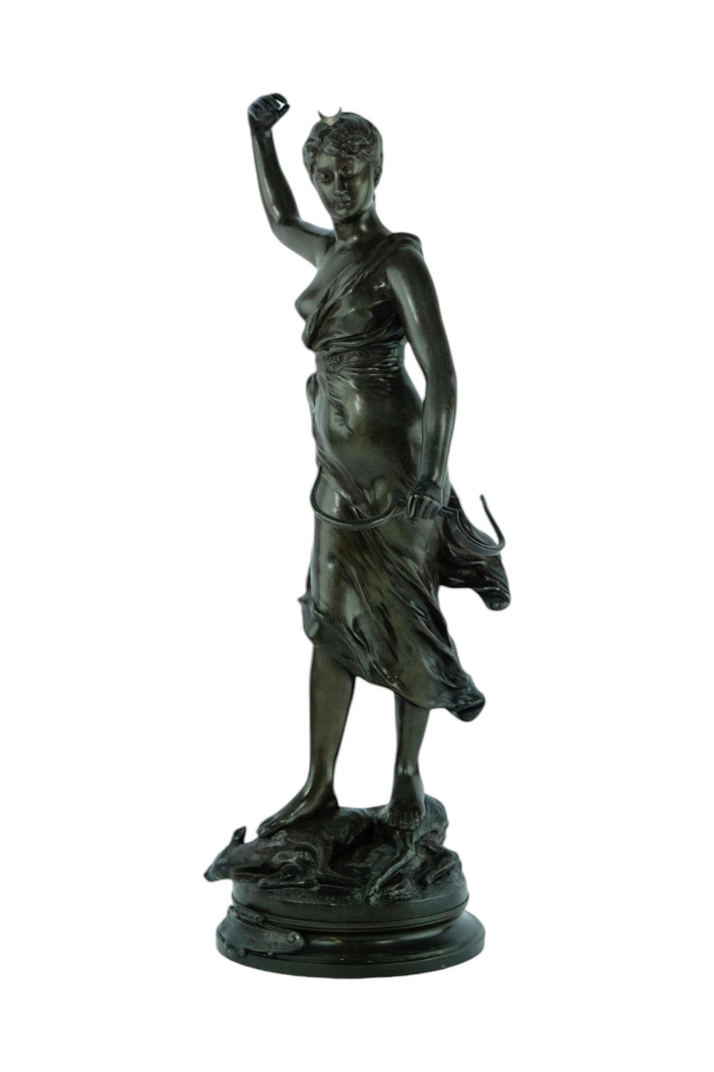 Antique Bronze Sculpture of Diane the Huntress by Alexandre Levasseur 19th Century French Sculpture Hunting Sculpture Hunting Decoration Art