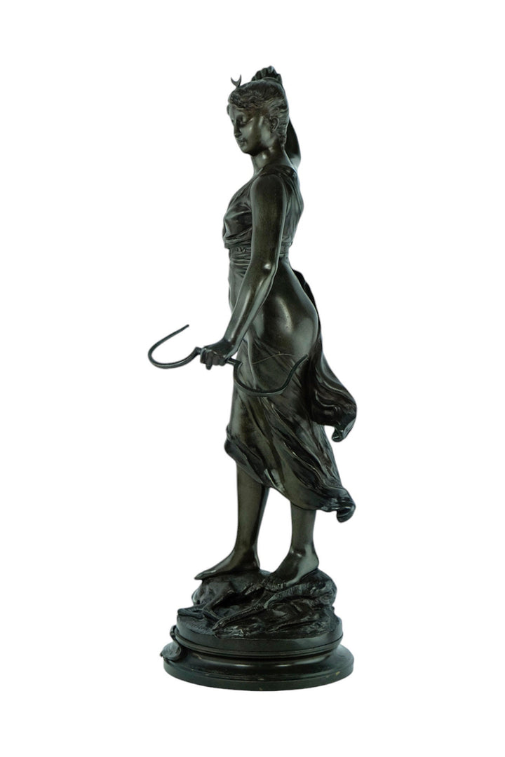 Antique Bronze Sculpture of Diane the Huntress by Alexandre Levasseur 19th Century French Sculpture Hunting Sculpture Hunting Decoration Art