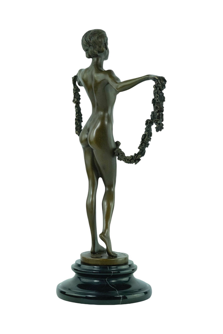 Bronze Sculpture of a Female with a Garland in Art Deco Style Inspired by Josef Lorenzl Bronze Art Statue Bronze Female Sculpture Female Art