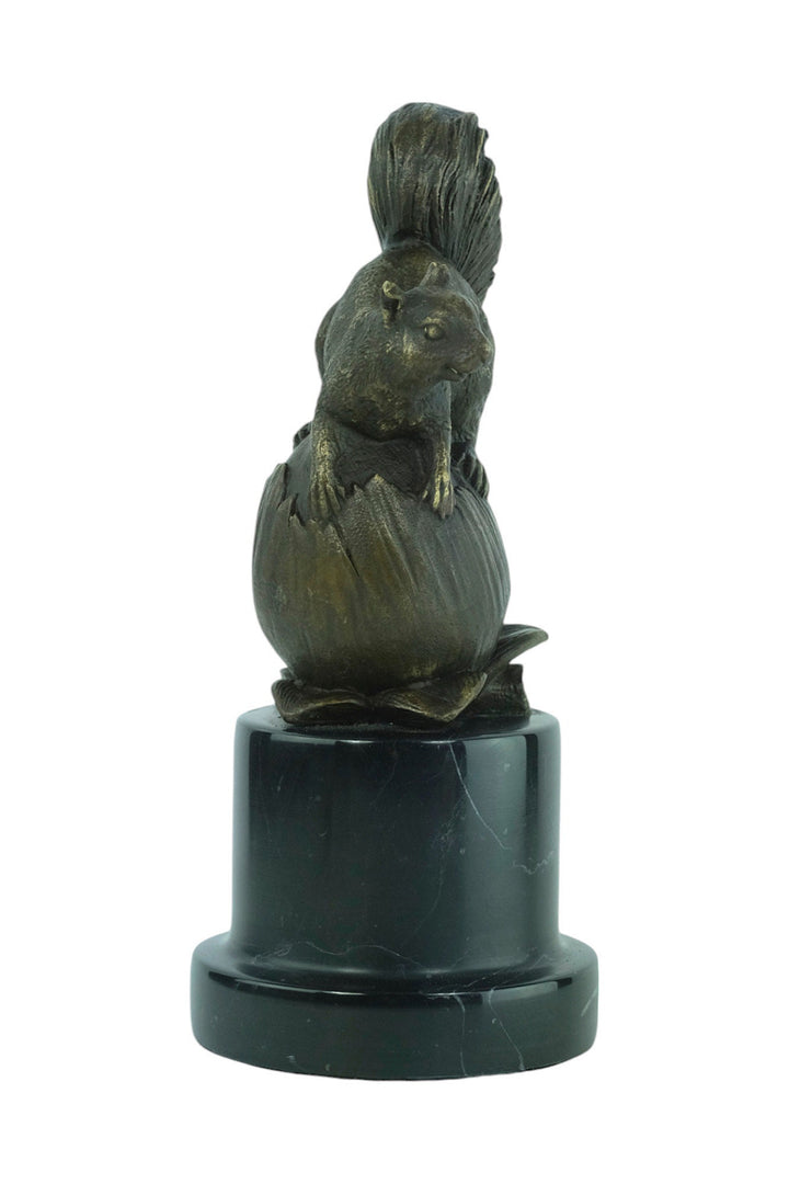 Bronze Sculpture of a Squirrel Sitting on a Hazelnut Animal Art Statue Squirrel Lovers Gift Bronze Animal Sculpture Squirrel Decoration