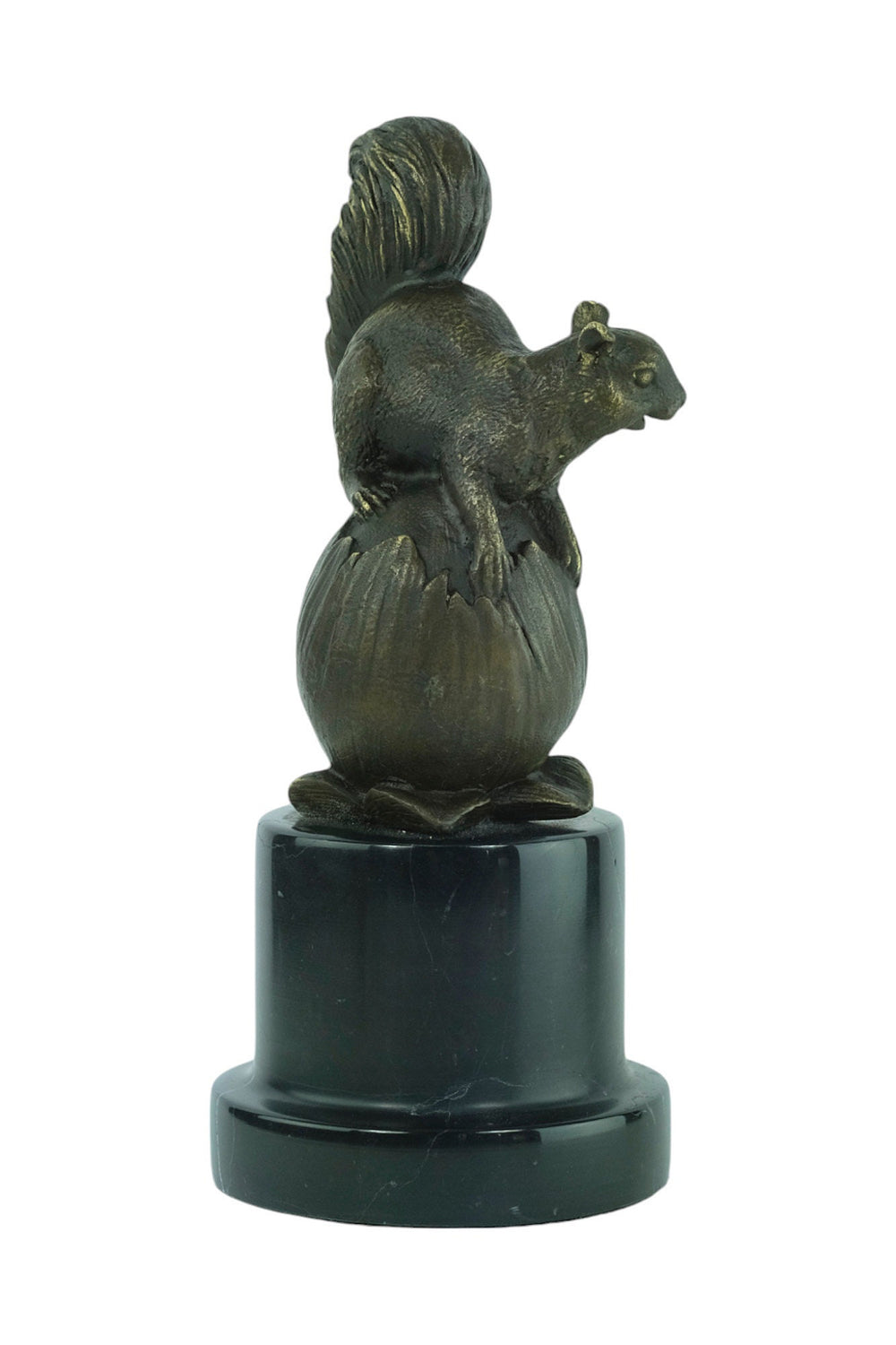 Bronze Sculpture of a Squirrel Sitting on a Hazelnut Animal Art Statue Squirrel Lovers Gift Bronze Animal Sculpture Squirrel Decoration