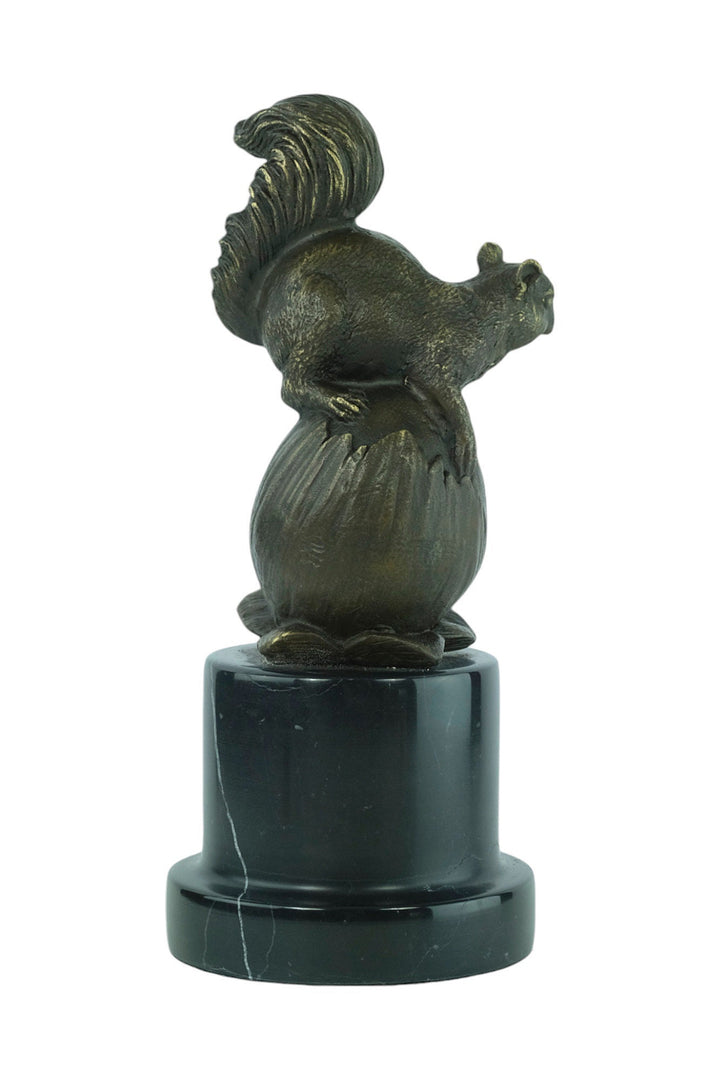 Bronze Sculpture of a Squirrel Sitting on a Hazelnut Animal Art Statue Squirrel Lovers Gift Bronze Animal Sculpture Squirrel Decoration