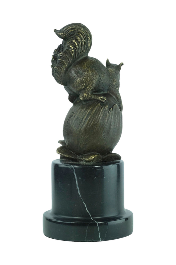 Bronze Sculpture of a Squirrel Sitting on a Hazelnut Animal Art Statue Squirrel Lovers Gift Bronze Animal Sculpture Squirrel Decoration