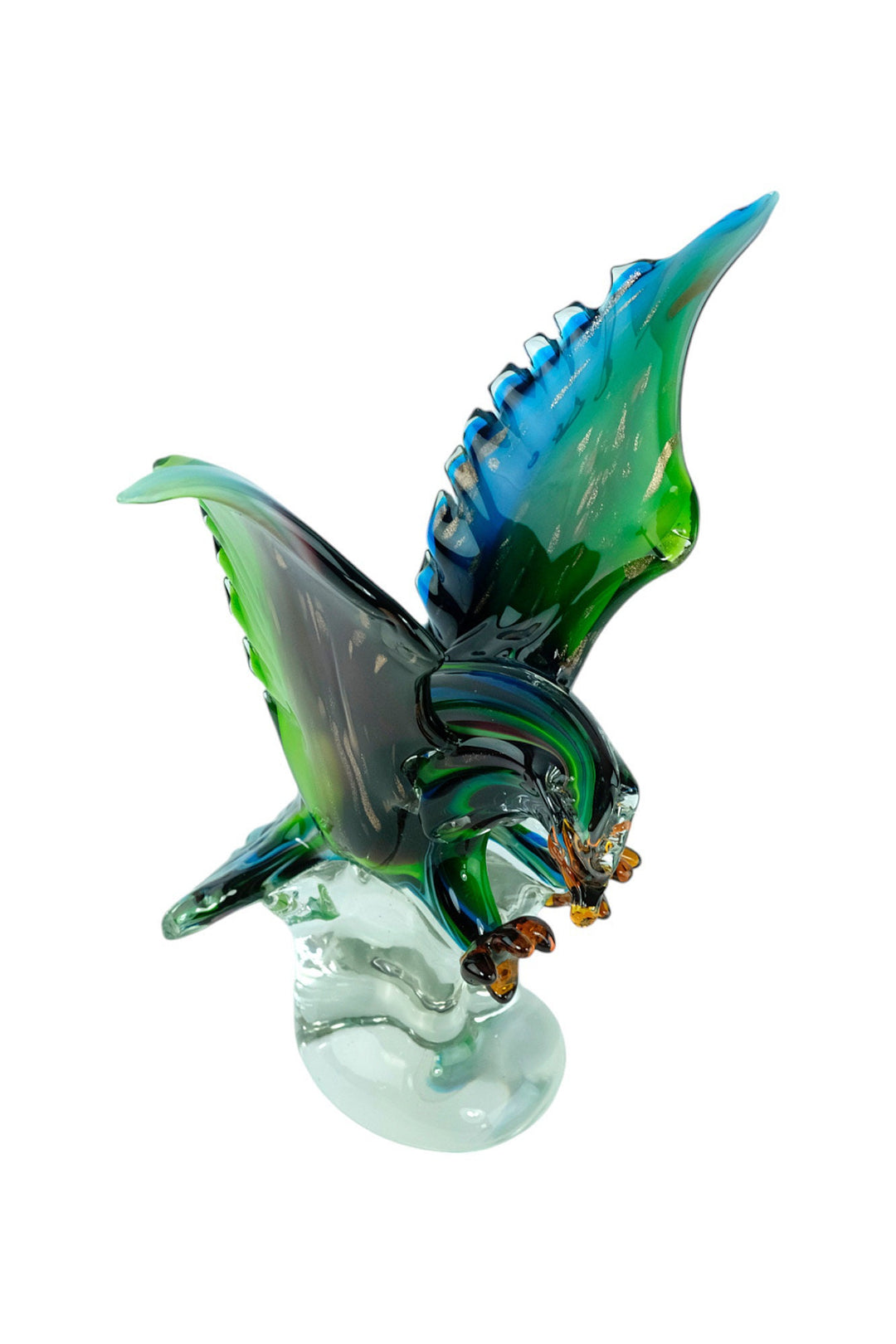 Glass Sculpture of an Eagle in Murano Style Animal Art Statue Landing Eagle Sculpture Italian Art Figurine Eagle Lovers Gift Hunting Decor