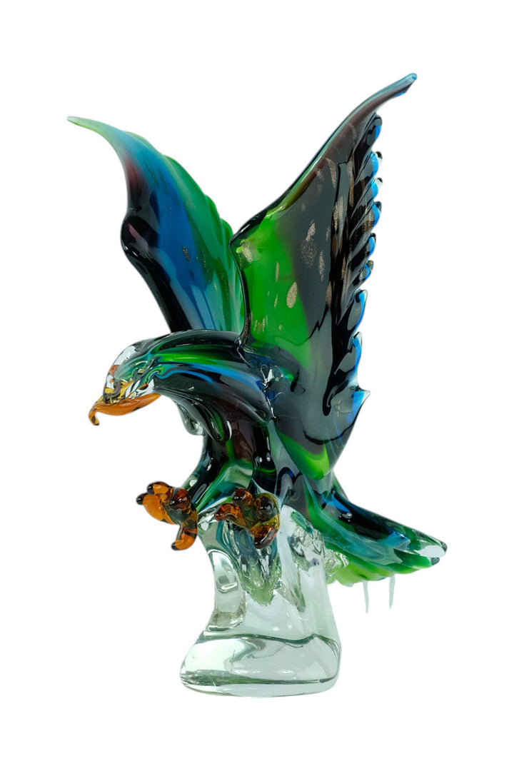 Glass Sculpture of an Eagle in Murano Style Animal Art Statue Landing Eagle Sculpture Italian Art Figurine Eagle Lovers Gift Hunting Decor