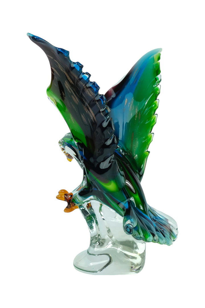 Glass Sculpture of an Eagle in Murano Style Animal Art Statue Landing Eagle Sculpture Italian Art Figurine Eagle Lovers Gift Hunting Decor