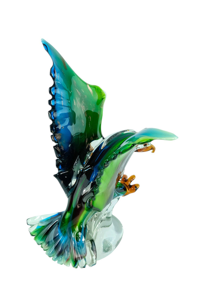 Glass Sculpture of an Eagle in Murano Style Animal Art Statue Landing Eagle Sculpture Italian Art Figurine Eagle Lovers Gift Hunting Decor