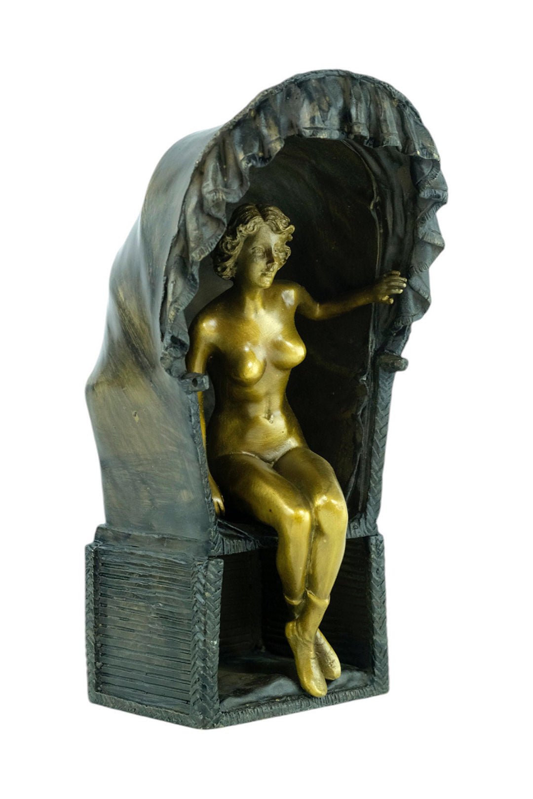 Bronze Sculpture of a Female in Beach Chair in Vienna Bronze Style Franz Bergman Bronzes Bronze Female Statue Austrian Bronze Figurine Art