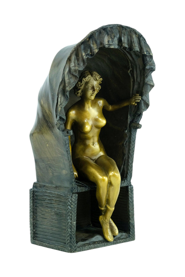 Bronze Sculpture of a Female in Beach Chair in Vienna Bronze Style Franz Bergman Bronzes Bronze Female Statue Austrian Bronze Figurine Art
