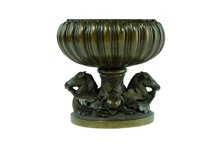 An Antique Bronze Vase with Floral Decoration and Horse Heads 19th Century Bronze Vase Antique French Vase Barbedienne Style Vase