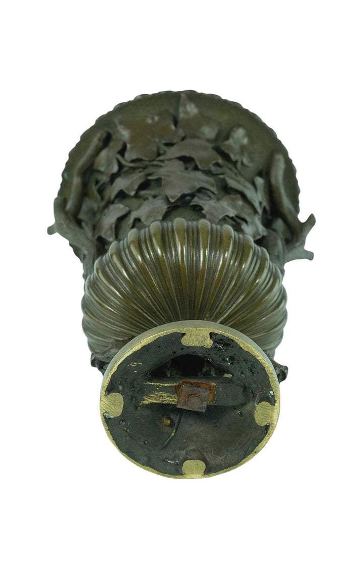 An Antique Bronze Vase with Floral Decoration and Horse Heads 19th Century Bronze Vase Antique French Vase Barbedienne Style Vase