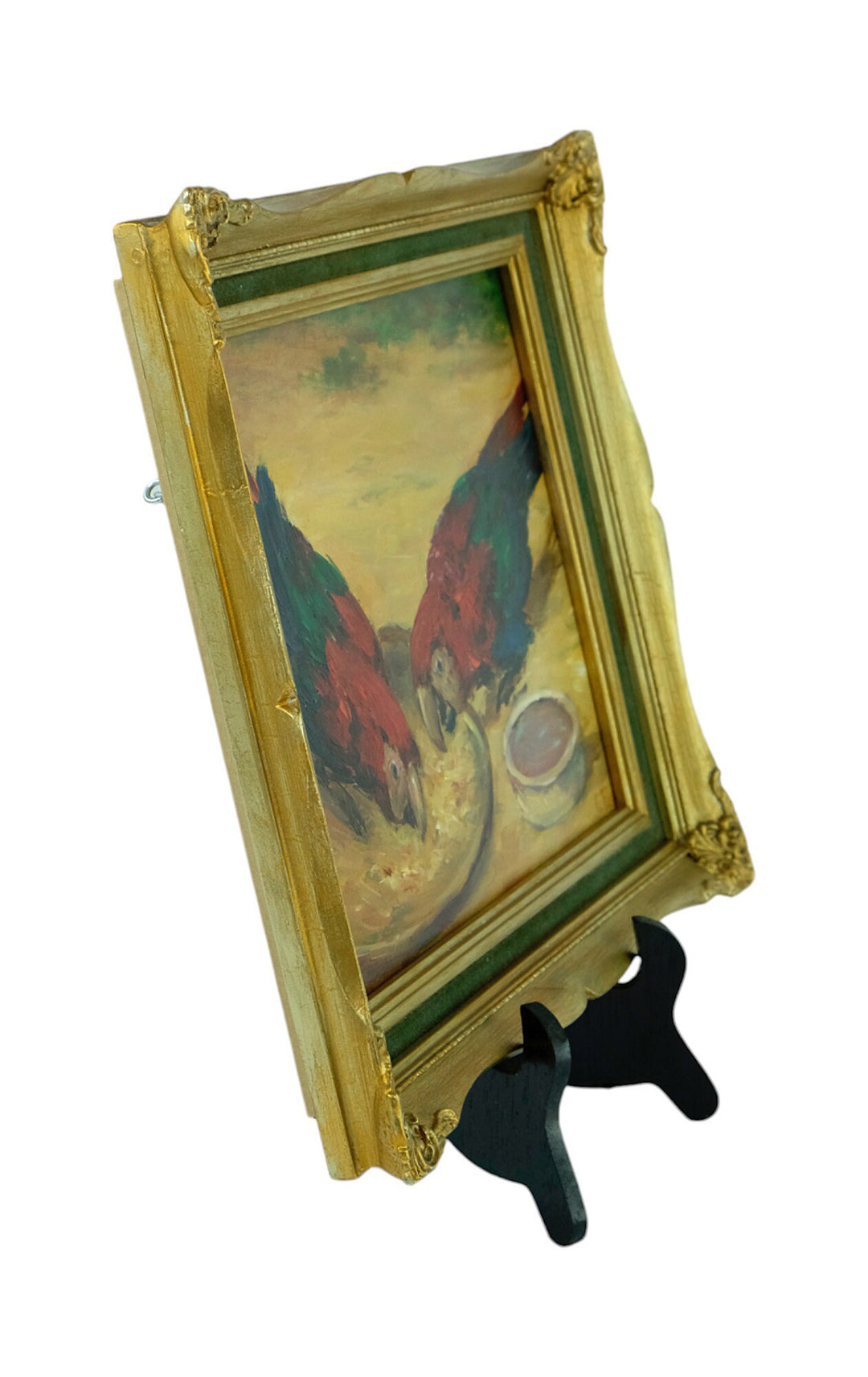 An Oil Painting of Parrots by Claude Firmin - Framed Oil on Panel Painting - Decorative French Art - Parrot Lovers Gift - Parrot Art
