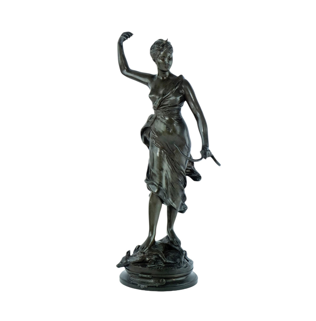 Antique Bronze Sculpture of Diane the Huntress by Alexandre Levasseur 19th Century French Sculpture Hunting Sculpture Hunting Decoration Art