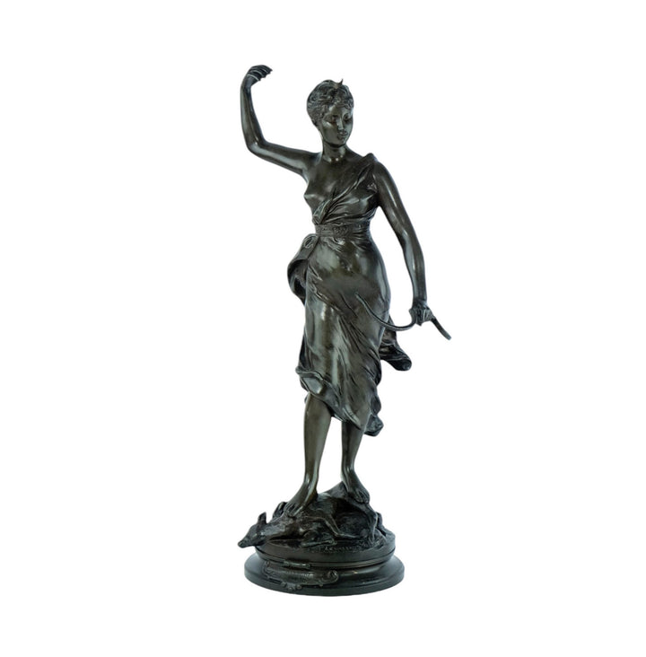 Antique Bronze Sculpture of Diane the Huntress by Alexandre Levasseur 19th Century French Sculpture Hunting Sculpture Hunting Decoration Art