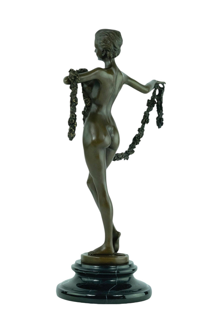 Bronze Sculpture of a Female with a Garland in Art Deco Style Inspired by Josef Lorenzl Bronze Art Statue Bronze Female Sculpture Female Art