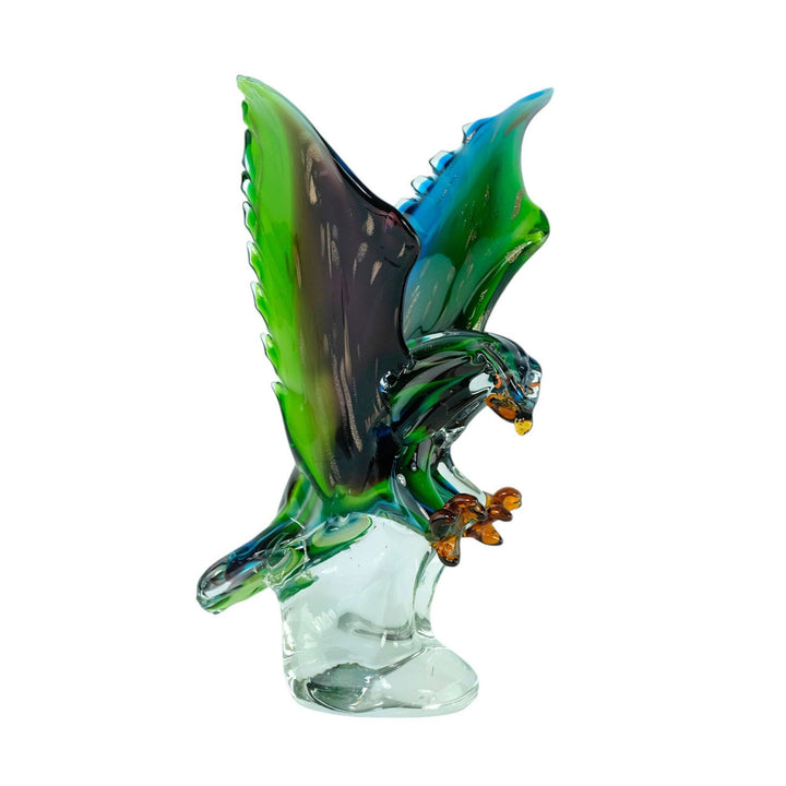 Glass Sculpture of an Eagle in Murano Style Animal Art Statue Landing Eagle Sculpture Italian Art Figurine Eagle Lovers Gift Hunting Decor