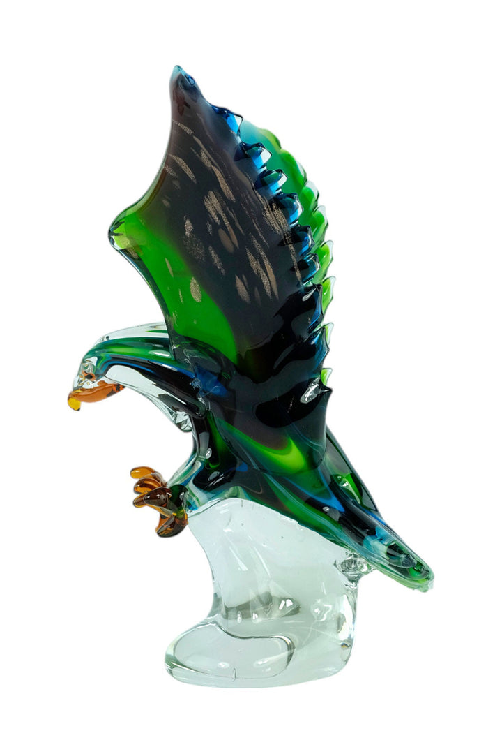 Glass Sculpture of an Eagle in Murano Style Animal Art Statue Landing Eagle Sculpture Italian Art Figurine Eagle Lovers Gift Hunting Decor