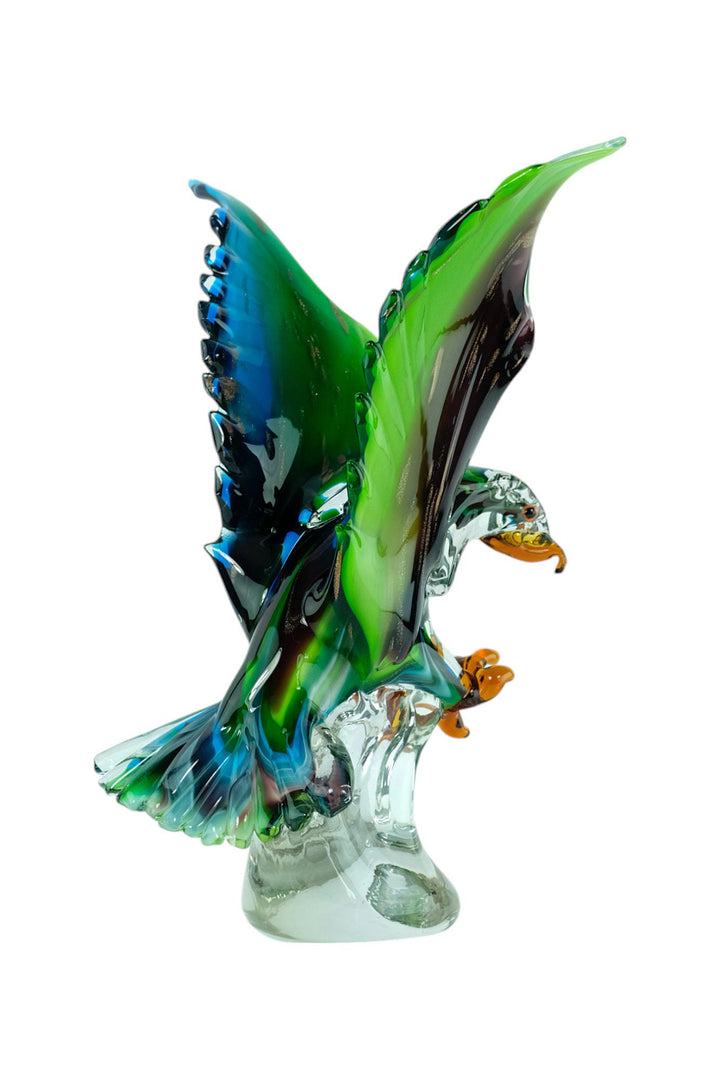 Glass Sculpture of an Eagle in Murano Style Animal Art Statue Landing Eagle Sculpture Italian Art Figurine Eagle Lovers Gift Hunting Decor