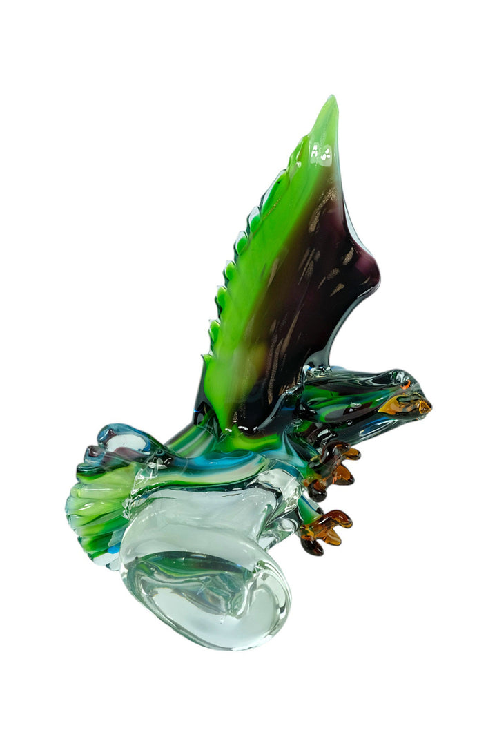 Glass Sculpture of an Eagle in Murano Style Animal Art Statue Landing Eagle Sculpture Italian Art Figurine Eagle Lovers Gift Hunting Decor