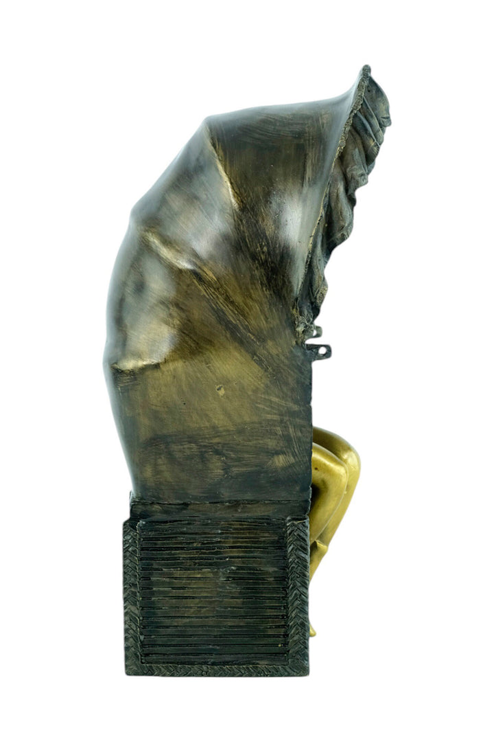 Bronze Sculpture of a Female in Beach Chair in Vienna Bronze Style Franz Bergman Bronzes Bronze Female Statue Austrian Bronze Figurine Art