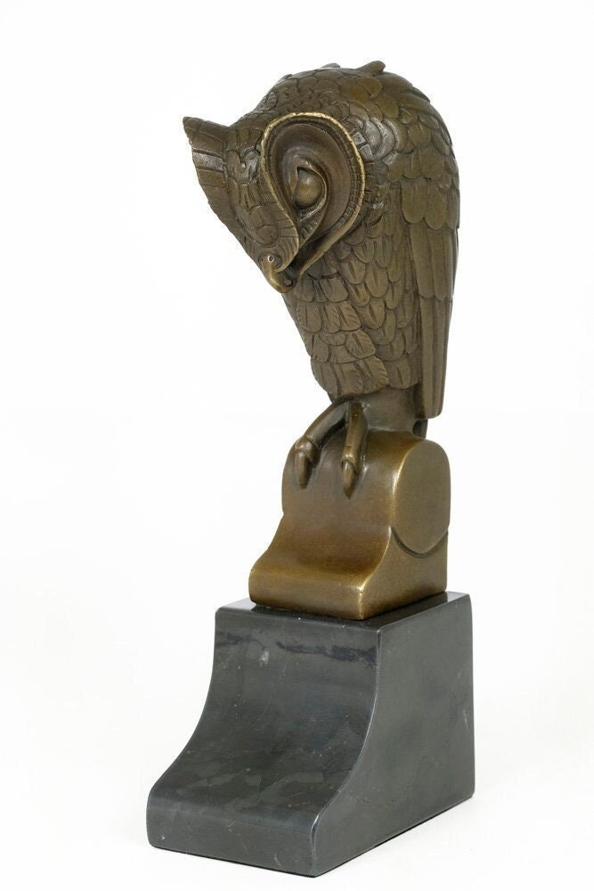 Bronze Owl Sculpture in Art Deco Style Bronze Owl Statue Animal Art Figurine Medes Da Costa Sculpture Owl Lovers Gift Bird Figurine Art