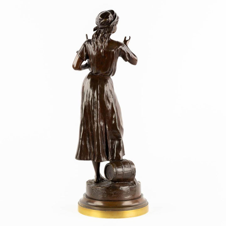 Antique Bronze Sculpture of a Female Farmer with Rake by Joseph Francois Belin Antique French Statue Glaneuse Sculpture Farmer Female Statue
